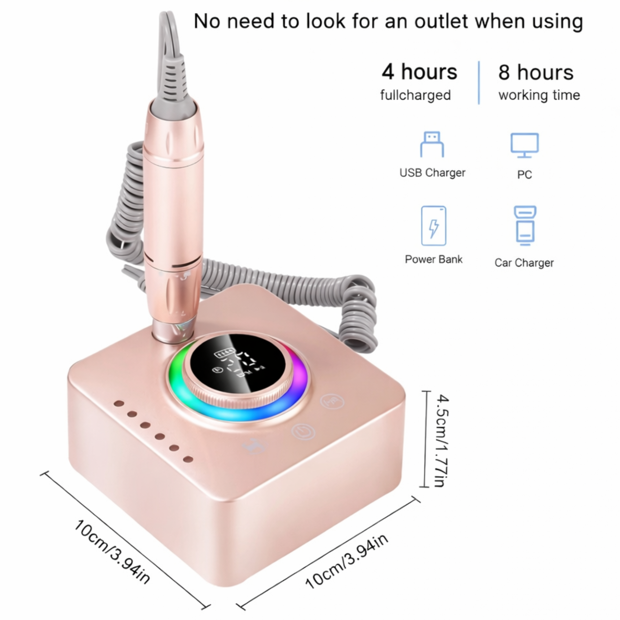 Broca Portátil 45.000 RPM Recarregável