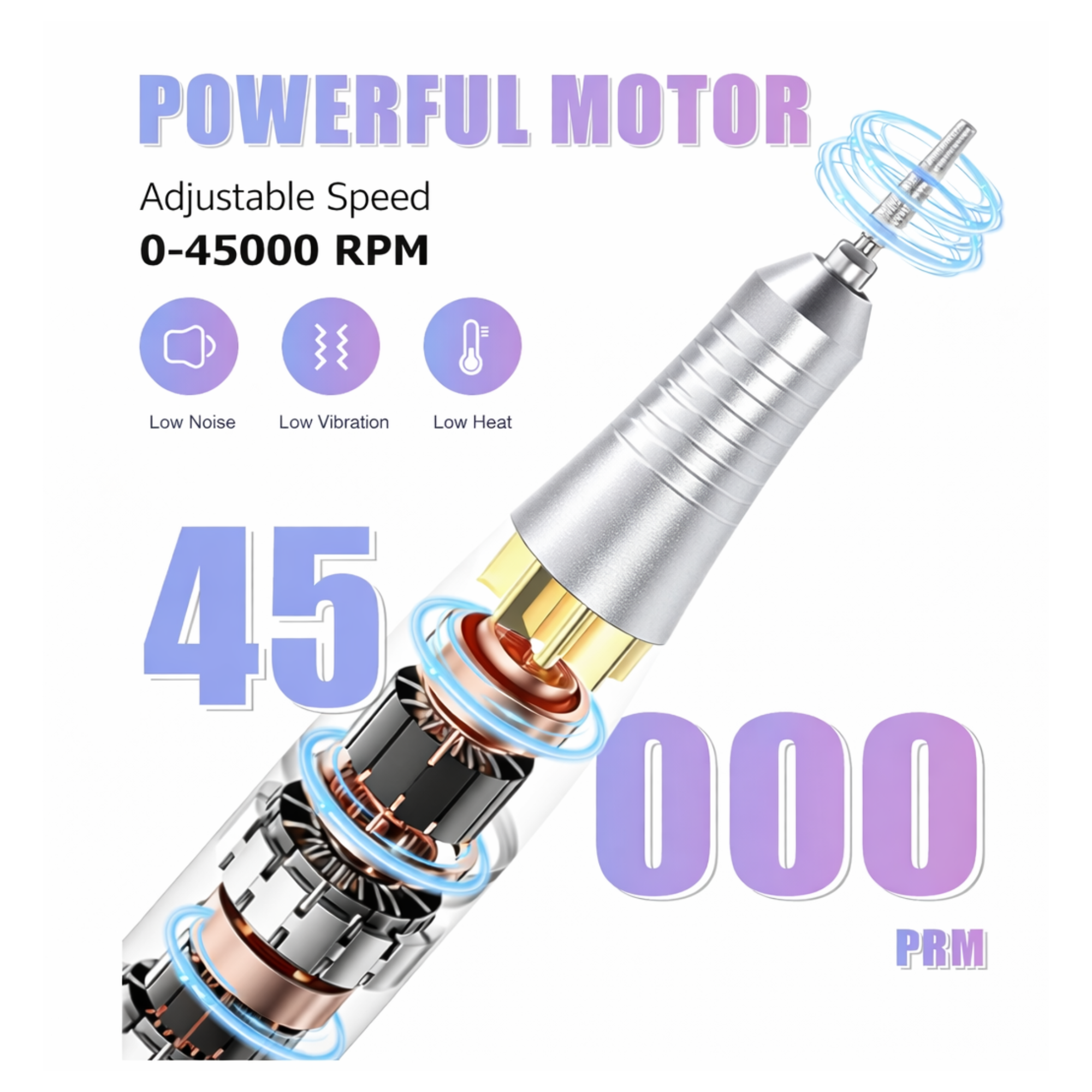 Broca Portátil 45.000 RPM Recarregável